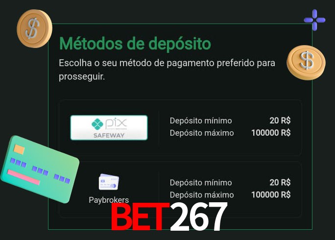 O cassino bet267 oferece uma grande variedade de métodos de pagamento